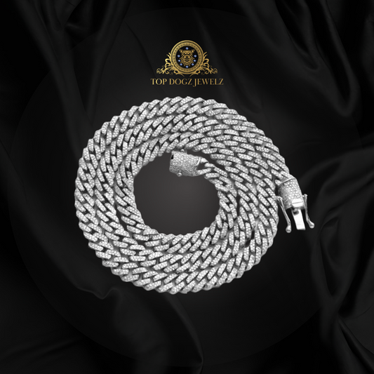 10k White Gold 5.25CTW Diamond Square Link Miami Cuban Chain