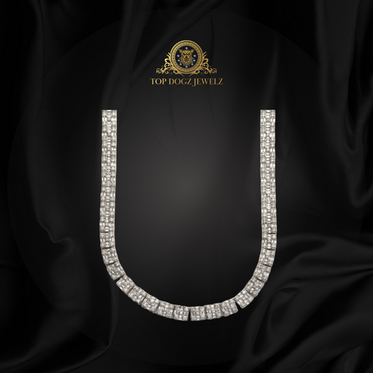 14k White Gold 29.0CTW Baguette Diamond Necklace