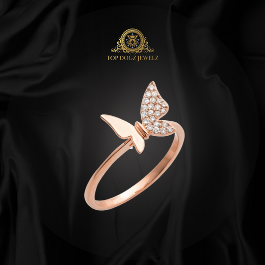 14k Rose Gold 0.15CTW Diamond Butterfly Ring