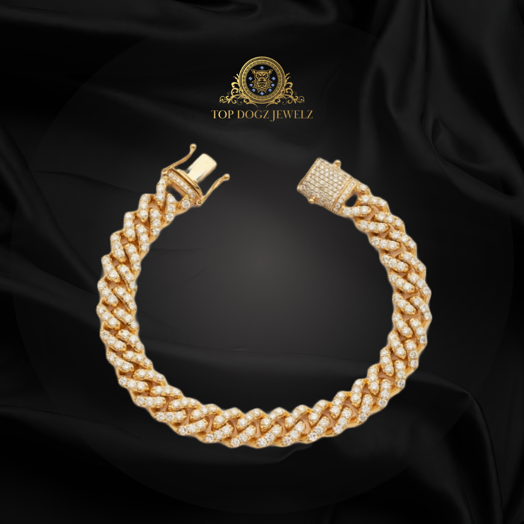 10k Yellow Gold 9.12CTW Diamond Miami Cuban Bracelet