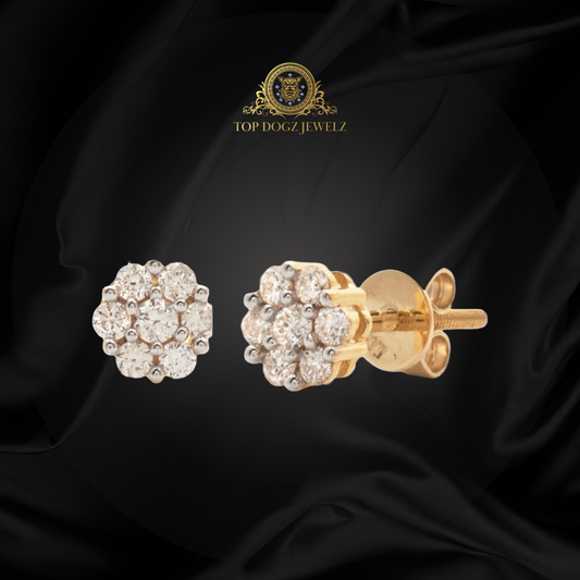 10k Yellow Gold 0.33CTW Diamond Flower Earrings